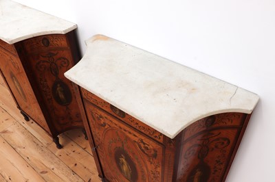 Lot 70 - A pair of George III satinwood and crossbanded pier cabinets