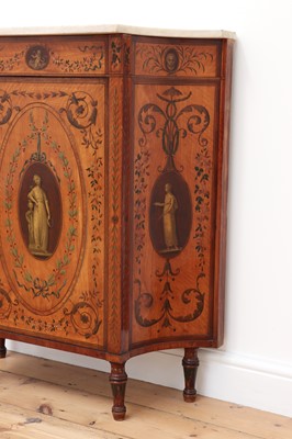 Lot 70 - A pair of George III satinwood and crossbanded pier cabinets