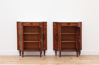 Lot 70 - A pair of George III satinwood and crossbanded pier cabinets