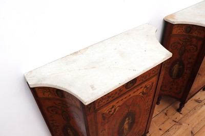 Lot 70 - A pair of George III satinwood and crossbanded pier cabinets