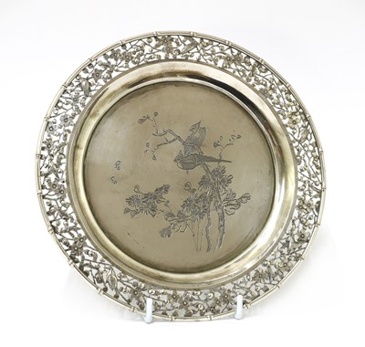 Lot 148 - A Chinese export silver salver