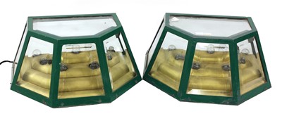 Lot 552 - A pair of green wall lights