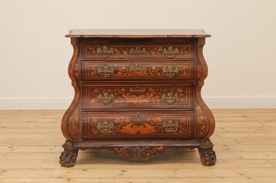 Lot 247 - A Dutch marquetry bombé chest