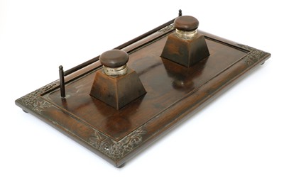 Lot 185 - A Chinese hardwood inkstand