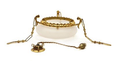 Lot 343 - A satin glass and gilt metal ceiling light