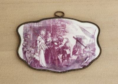 Lot 436 - A shaped enamel plaque