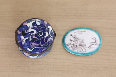 Lot 431 - An oval enamel box lid