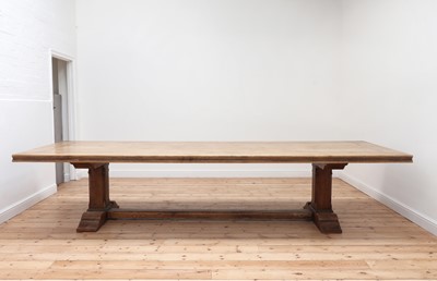 Lot 290 - A large blonde oak refectory table