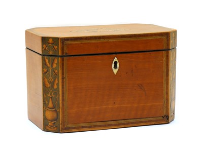 Lot 225 - A George III satinwood tea caddy