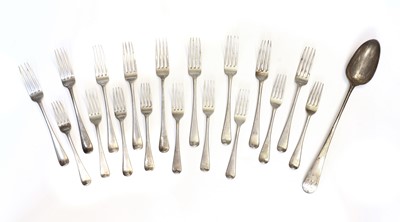 Lot 4 - Nine George III silver Old English pattern table forks