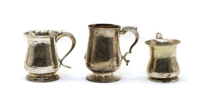 Lot 5 - Three silver baluster mugs