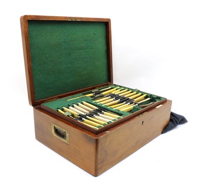 Lot 78 - A Walker & Hall mahogany cased canteen of silver plated cutlery