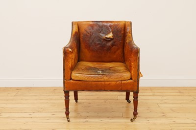 Lot 468 - A Regency buttoned-leather upholstered library armchair