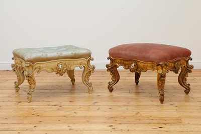 Lot 212 - A pair of French Louis XV-style stools