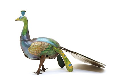 Lot 217 - A rare German clockwork tin toy peacock