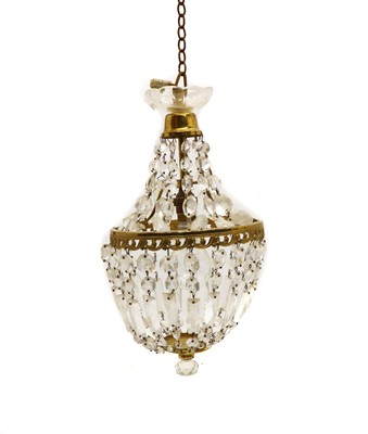Lot 315 - A gilt brass, glass and lustre bag form electrolier