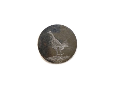 Lot 7 - A silver cockfighting button