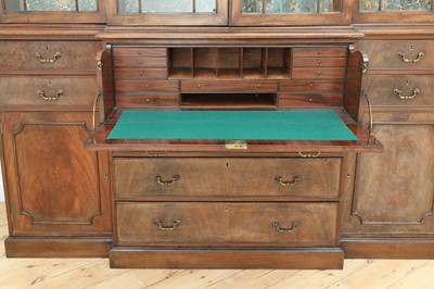 Lot 53 - A George III mahogany secretaire breakfront bookcase