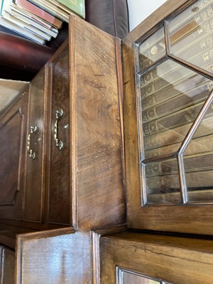 Lot 53 - A George III mahogany secretaire breakfront bookcase