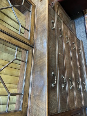 Lot 53 - A George III mahogany secretaire breakfront bookcase