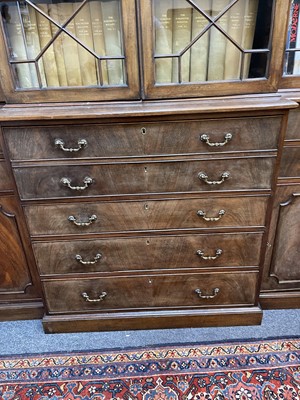 Lot 53 - A George III mahogany secretaire breakfront bookcase