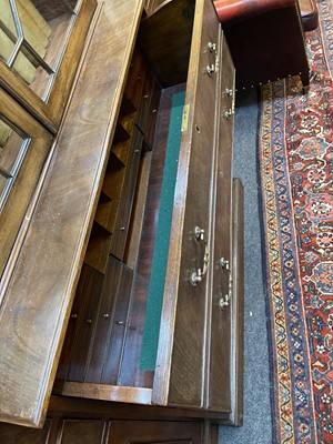 Lot 53 - A George III mahogany secretaire breakfront bookcase