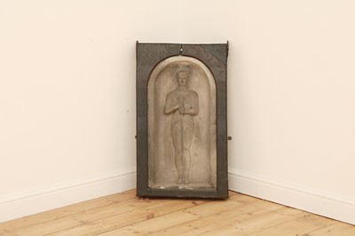 Lot 48 - A relief carved basalt panel or stele
