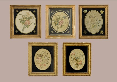 Lot 407 - Seven various silkwork pictures