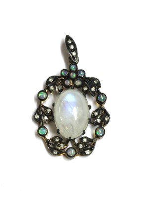 Lot 207 - A silver labradorite, opal and diamond wreath pendant