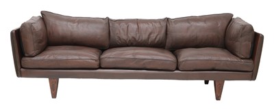 Lot 506 - A leather and rosewood 'Model V11' sofa
