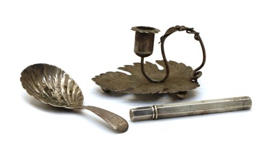 Lot 58 - A Victorian vine leaf shaped chamber stick