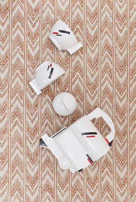 Lot 55 - A Soviet Suprematist-style tea set for two