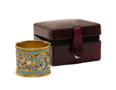 Lot 8 - A champleve napkin ring