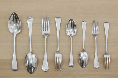 Lot 662 - A composite George III silver canteen of old English pattern flatware