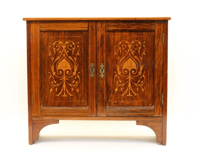 Lot 258 - An inlaid Victorian rosewood hanging wall cabinet