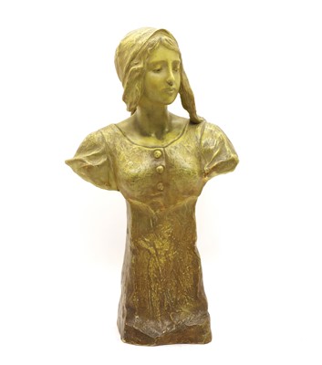 Lot 255 - A Goldscheider terracotta bust of a peasant girl