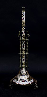 Lot 26 - A Hungarian porcelain and brass adjustable standard lamp