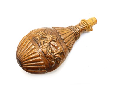 Lot 158 - A salt-glazed stoneware powder flask
