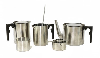 Lot 595 - A Stelton 'Cylinda-line' stainless steel tea set