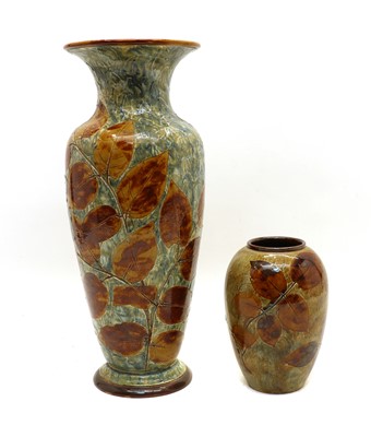 Lot 65 - A large Doulton stoneware 'Foliageware' vase