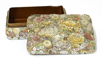 Lot 264 - A Japanese Shibayama-style inlaid box and cover