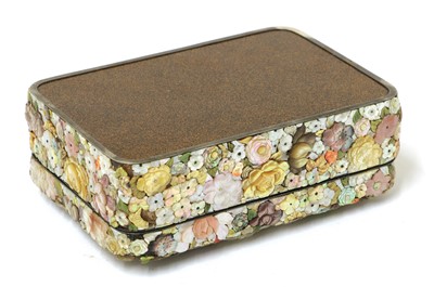 Lot 264 - A Japanese Shibayama-style inlaid box and cover