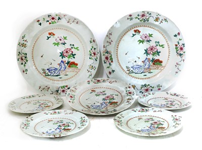 Lot 374 - Two Chinese export famille rose chargers