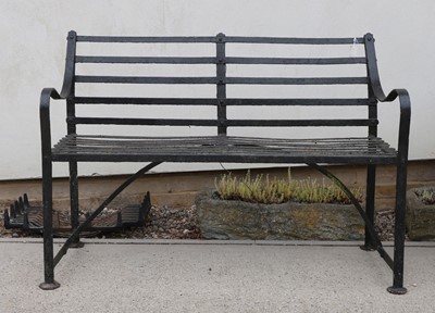 Lot 323 - A Regency style slatted iron 'cricket seat'