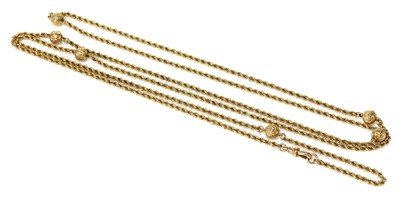 Lot 127 - A Victorian rope link long chain