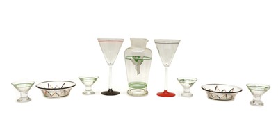 Lot 163 - Four Art Deco coloured cocktail glasses