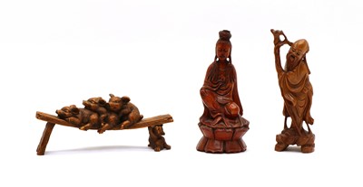 Lot 135 - A Chinese wood carving