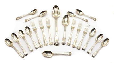 Lot 46A - A part collected George III/IV and Victorian silver King's hourglass pattern table service