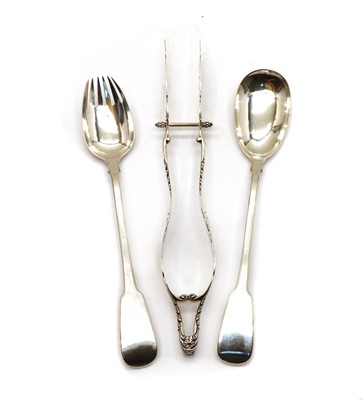 Lot 45A - A Victorian pair of silver fiddle pattern salad serving spoons