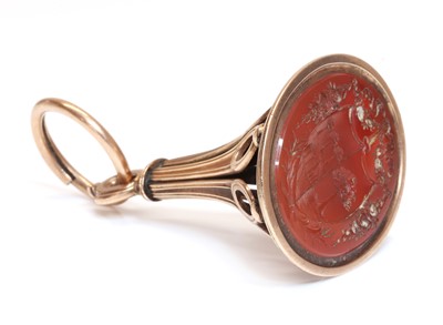 Lot 48 - A late Georgian gold mounted cornelian seal